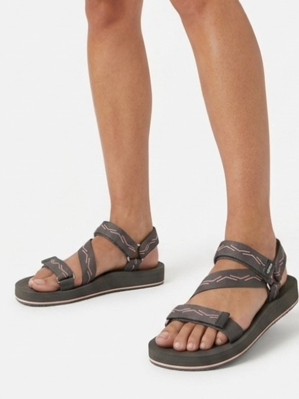 Cobian Bethany Waimea Rise Gray Slide Sandals with Pink Straps